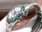 CLASSIC 40MM STAINLESS STEEL CASE GREEN BEZEL WHITE DIAL WATCH