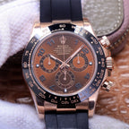 CLASSIC 40MM ROSE GOLD-TONE CASE CHOCOLATE DIAL RUBBER STRAP WATCH