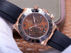 CLASSIC 40MM ROSE GOLD-TONE CASE CHOCOLATE DIAL RUBBER STRAP WATCH