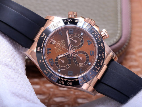 CLASSIC 40MM ROSE GOLD-TONE CASE CHOCOLATE DIAL RUBBER STRAP WATCH