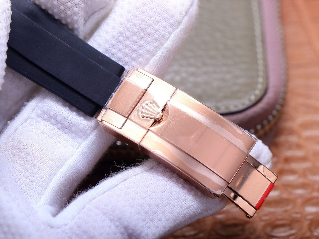 CLASSIC 40MM ROSE GOLD-TONE CASE CHOCOLATE DIAL RUBBER STRAP WATCH