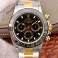 CLASSIC 40MM TWO-TONE GOLD-TONE & STAINLESS STEEL BLACK BEZEL BLACK DIAL WATCH