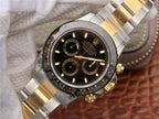 CLASSIC 40MM TWO-TONE GOLD-TONE & STAINLESS STEEL BLACK BEZEL BLACK DIAL WATCH