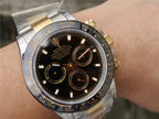 CLASSIC 40MM TWO-TONE GOLD-TONE & STAINLESS STEEL BLACK BEZEL BLACK DIAL WATCH