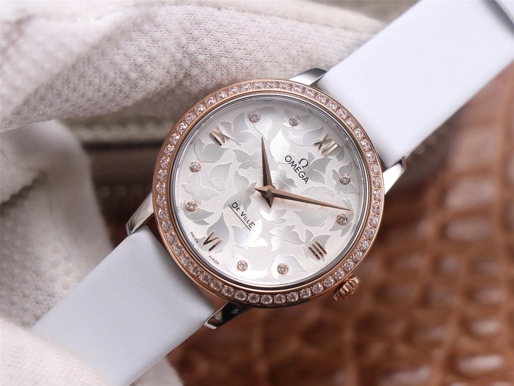 VARELLO CLASSIC  PRESTIGE 32 ROSE GOLD DIAMOND BEZEL WHITE DIAL