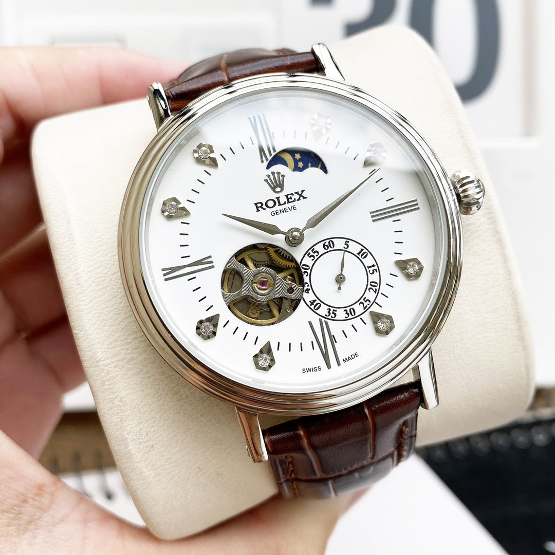 CLASSIC 40MM CASUAL LEATHER STRAP WATCH