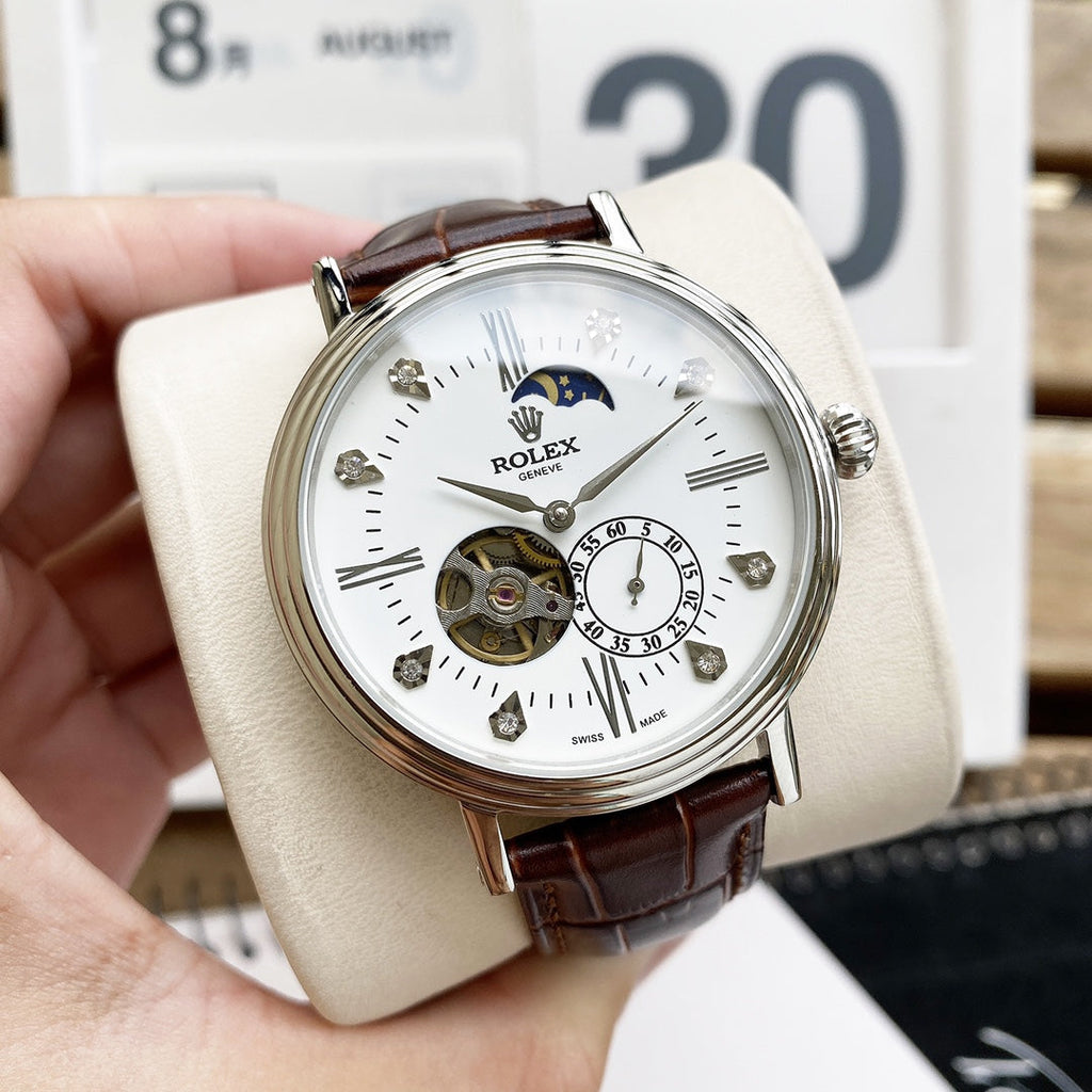 CLASSIC 40MM CASUAL LEATHER STRAP WATCH