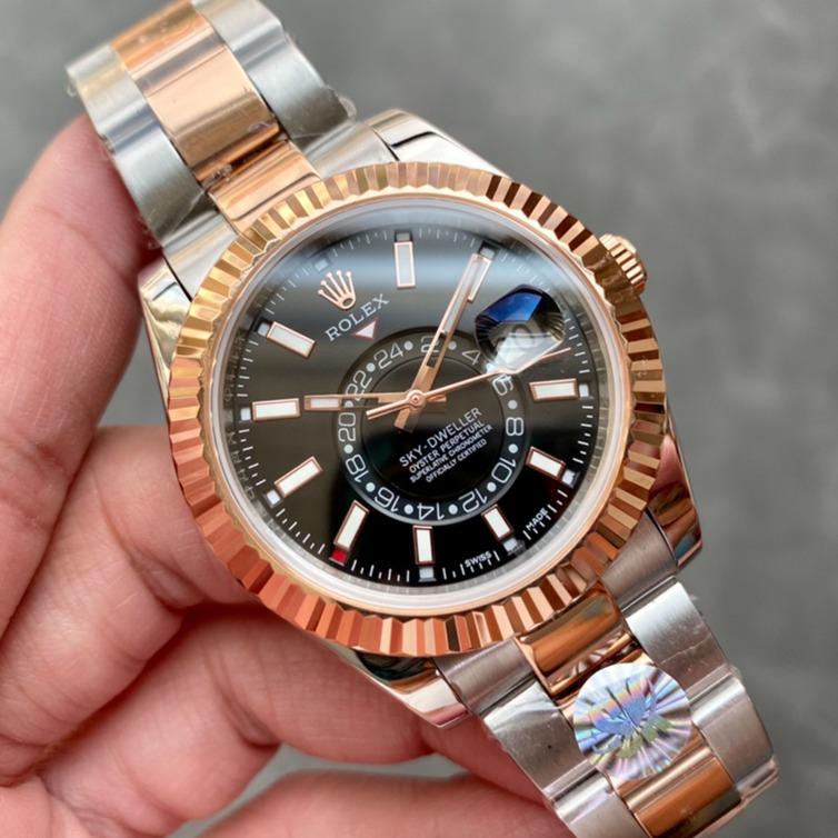 CLASSIC TWO-TONE 42MM ROSE GOLD-TONE BEZEL BLACK DIAL WATCH