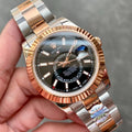 CLASSIC TWO-TONE 42MM ROSE GOLD-TONE BEZEL BLACK DIAL WATCH