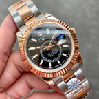 CLASSIC TWO-TONE 42MM ROSE GOLD-TONE BEZEL BLACK DIAL WATCH