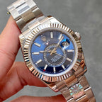 CLASSIC 42MM STAINLESS STEEL BLUE DIAL STEEL BRACELET WATCH