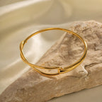 Minimalist Cross Over Open Cuff Bracelet