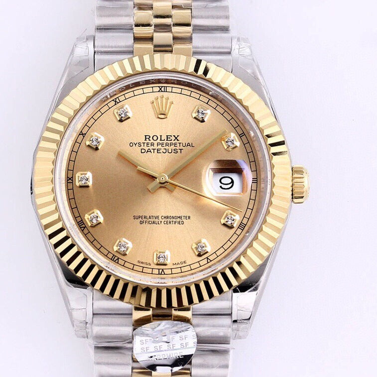 CLASSIC 41 TWO-TONE YELLOW DIAL DIAMOND NUMERALS