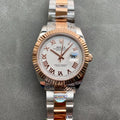 CLASSIC TWO-TONE GOLD-TONE & STAINLESS STEEL WHITE DIAL ARABIC NUMERAL BRACELET WATCH