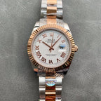 CLASSIC TWO-TONE GOLD-TONE & STAINLESS STEEL WHITE DIAL ARABIC NUMERAL BRACELET WATCH