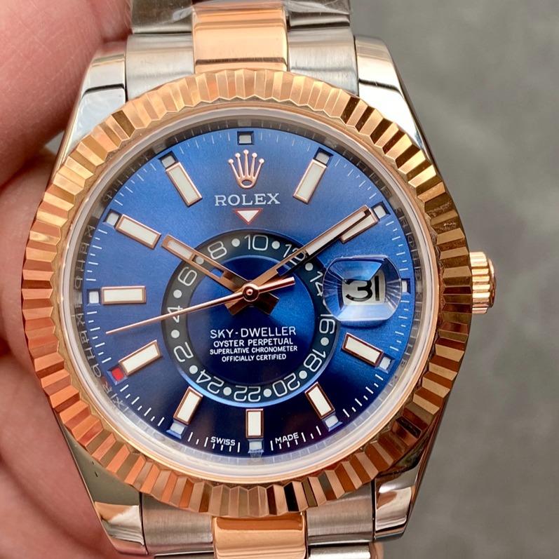 CLASSIC TWO-TONE 42MM ROSE GOLD-TONE BEZEL BLUE DIAL WATCH