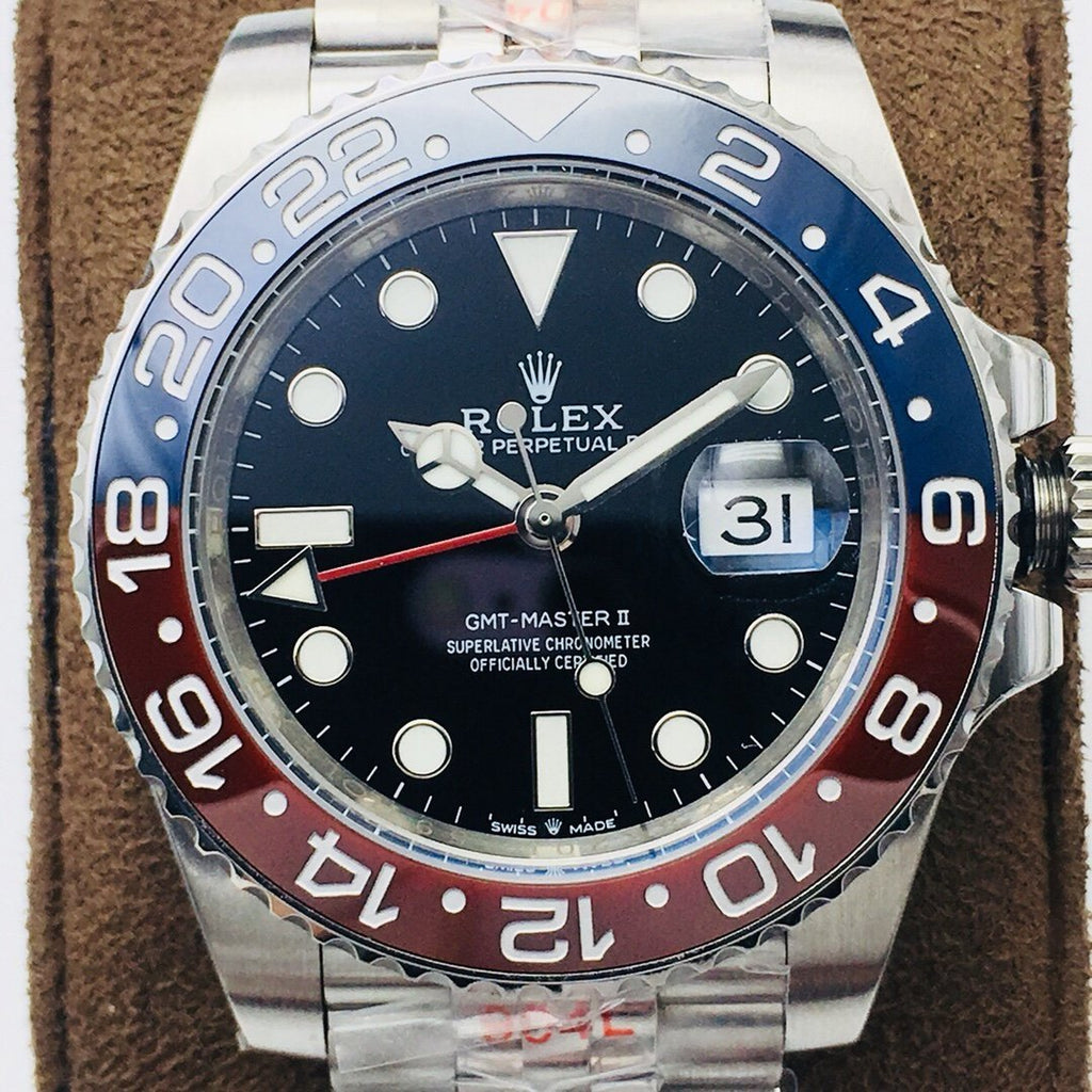 CLASSIC GMT RED & BLUE BEZEL STEEL BRACELET WATCH