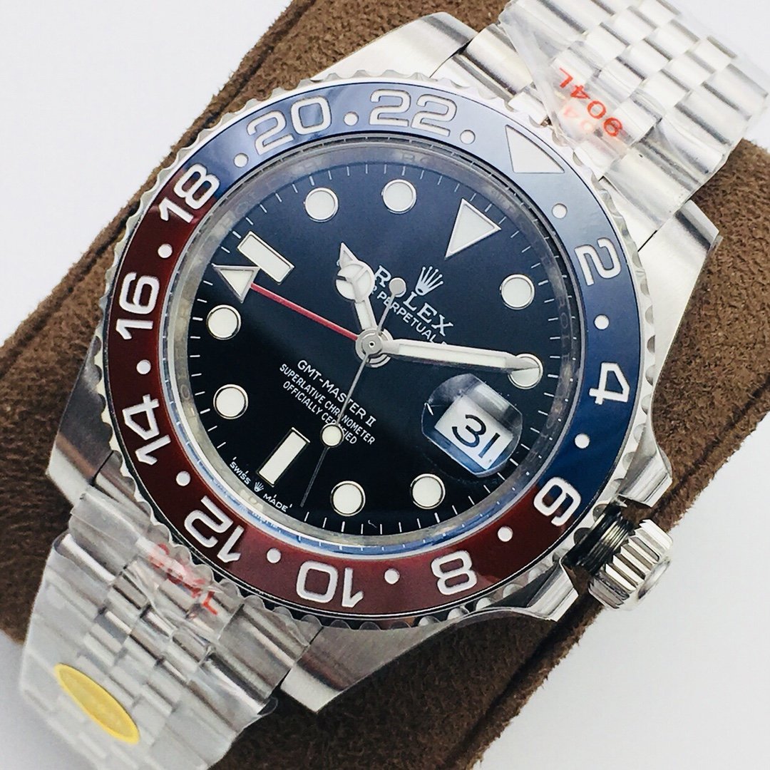 CLASSIC GMT RED & BLUE BEZEL STEEL BRACELET WATCH