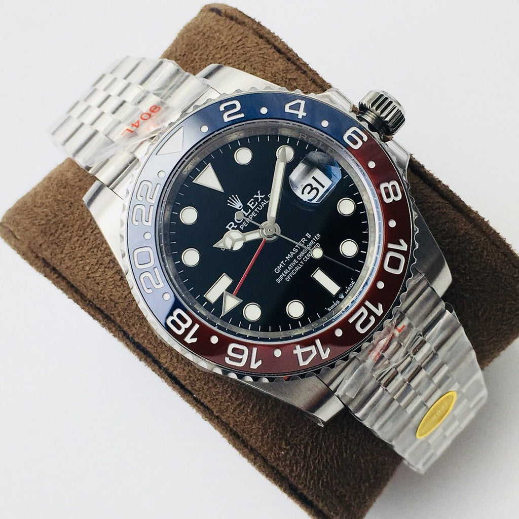 CLASSIC GMT RED & BLUE BEZEL STEEL BRACELET WATCH