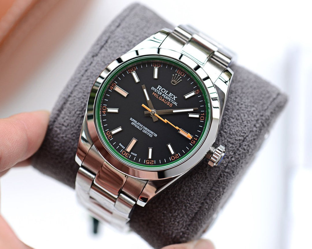 CLASSIC STAINLESS STEEL BLACK BLUE ORANGE DIAL