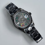 CLASSIC 41MM CUSTOM BLACK PVD CASE GREY DIAL GREEN ACCENT WATCH