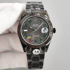CLASSIC 41MM CUSTOM BLACK PVD CASE GREY DIAL GREEN ACCENT WATCH