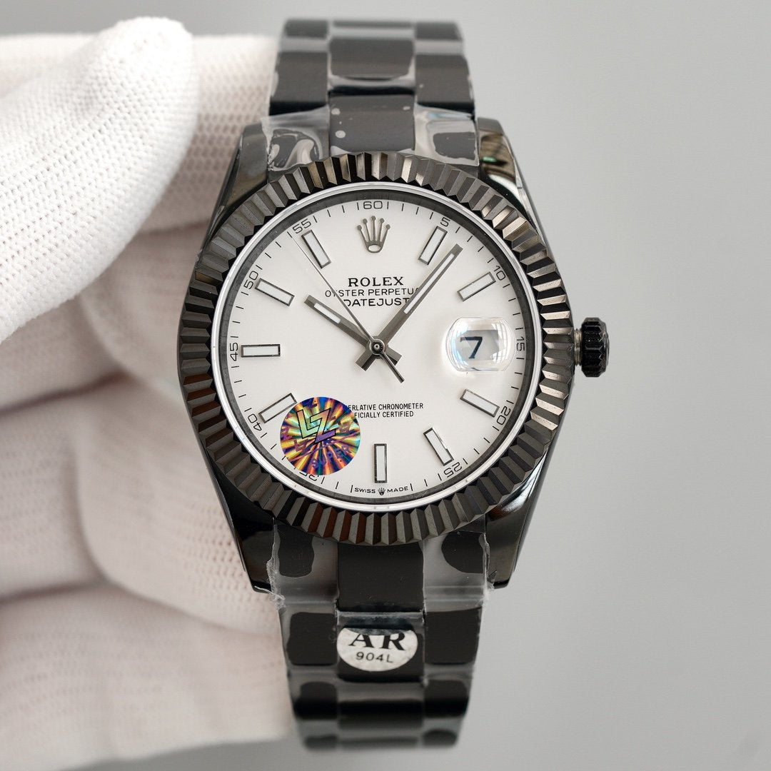 CLASSIC 41MM CUSTOM BLACK PVD CASE WHITE DIAL WATCH
