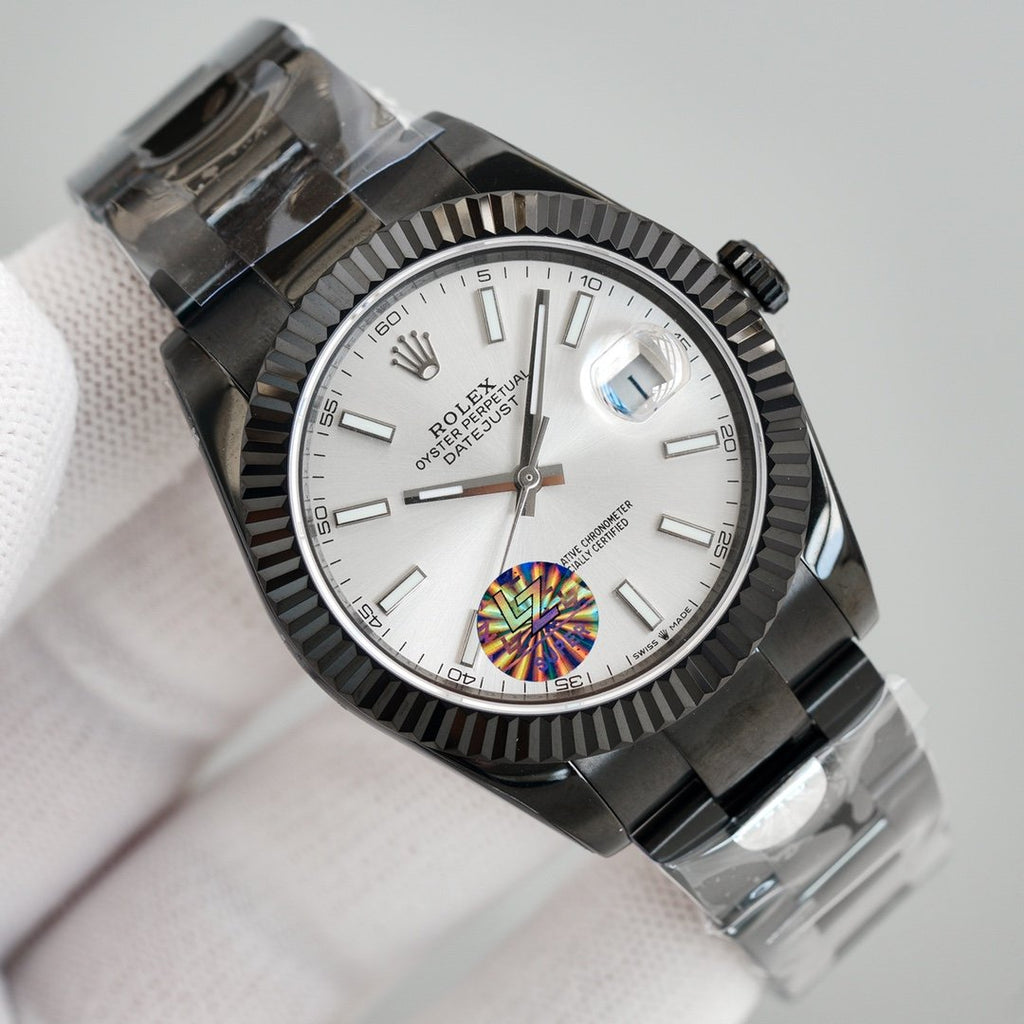 CLASSIC 41MM CUSTOM BLACK PVD CASE WHITE DIAL WATCH