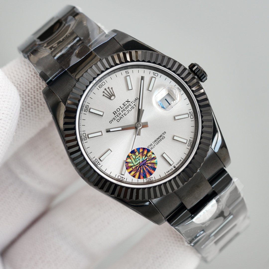 CLASSIC 41MM CUSTOM BLACK PVD CASE WHITE DIAL WATCH