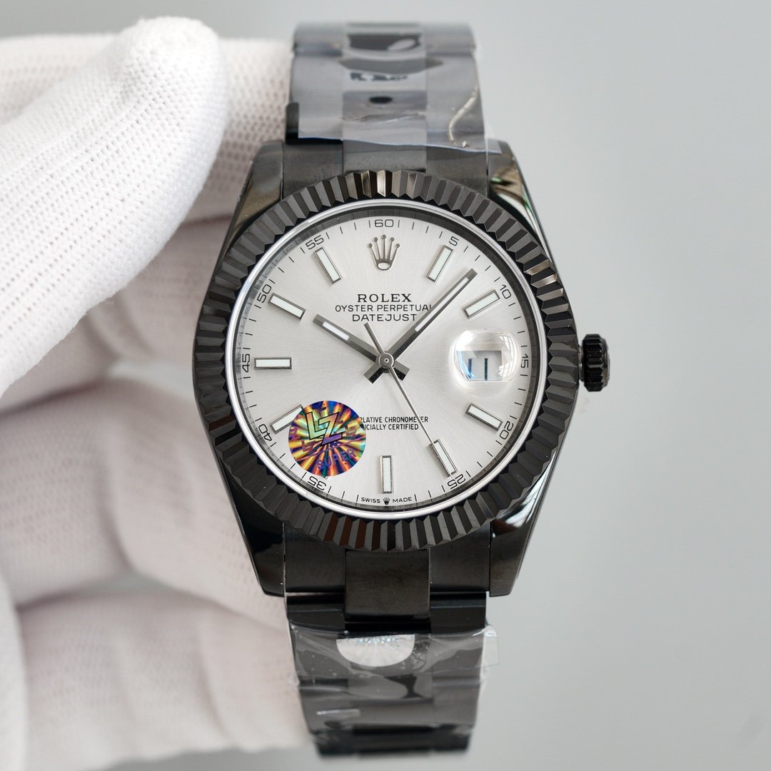 CLASSIC 41MM CUSTOM BLACK PVD CASE WHITE DIAL WATCH