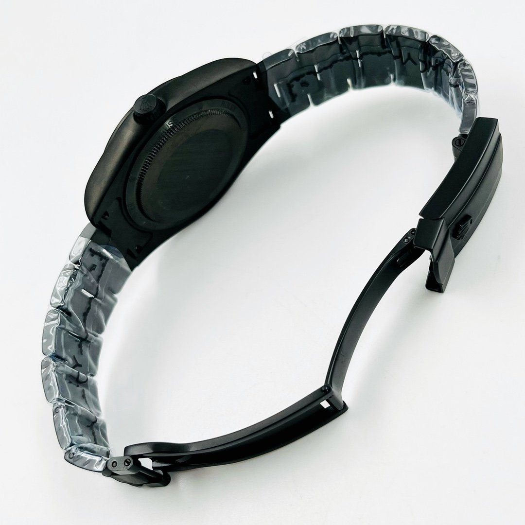 CLASSIC 41MM CUSTOM BLACK PVD CASE GREY DIAL GREEN ACCENT WATCH