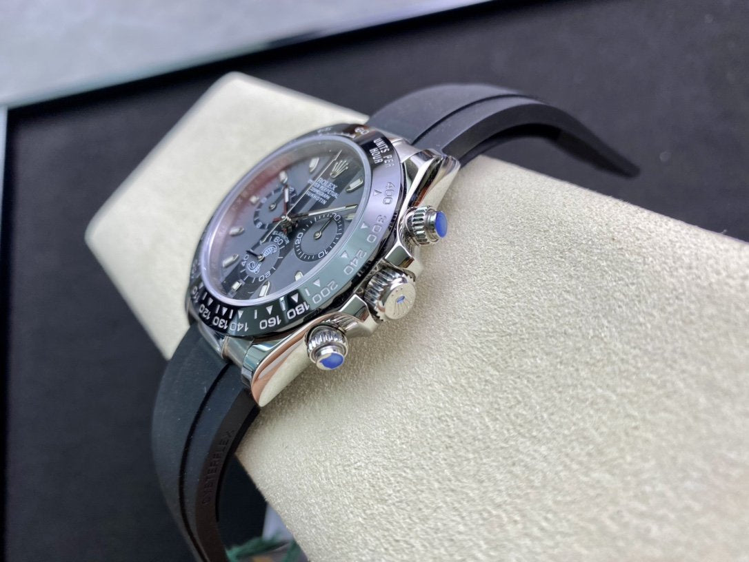 CLASSIC 40MM BLACK CERAMIC BEZEL CUSTOM SPECIAL DIAL RUBBER STRAP CHRONOGRAPH WATCH
