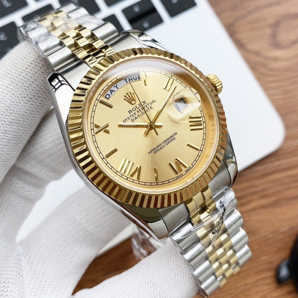 CLASSIC 40MM TWO-TONE GOLD-TONE & STAINLESS STEEL DAY-DATE BRACELET WATCH