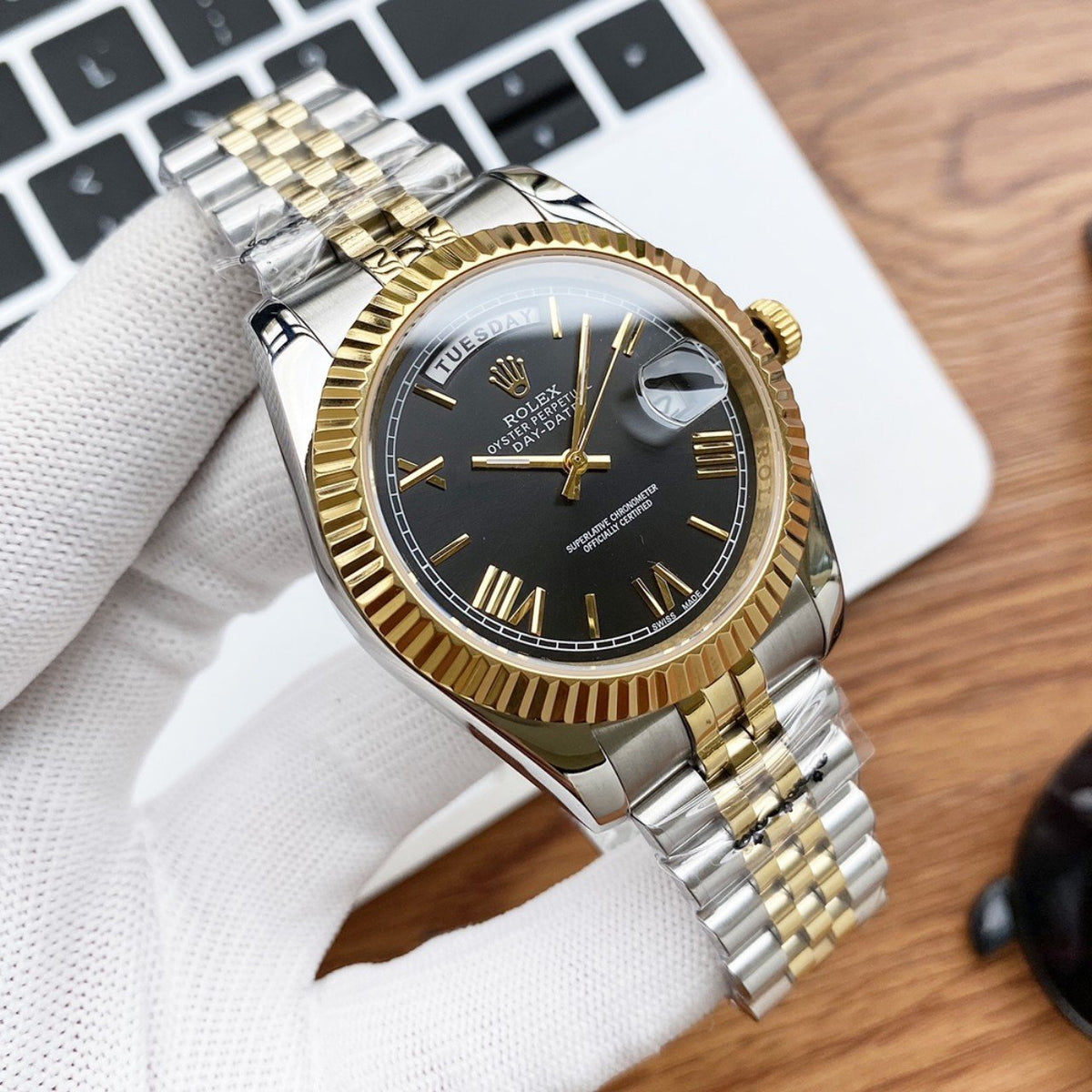 CLASSIC 40MM TWO-TONE GOLD-TONE & STAINLESS STEEL DAY-DATE BRACELET WATCH