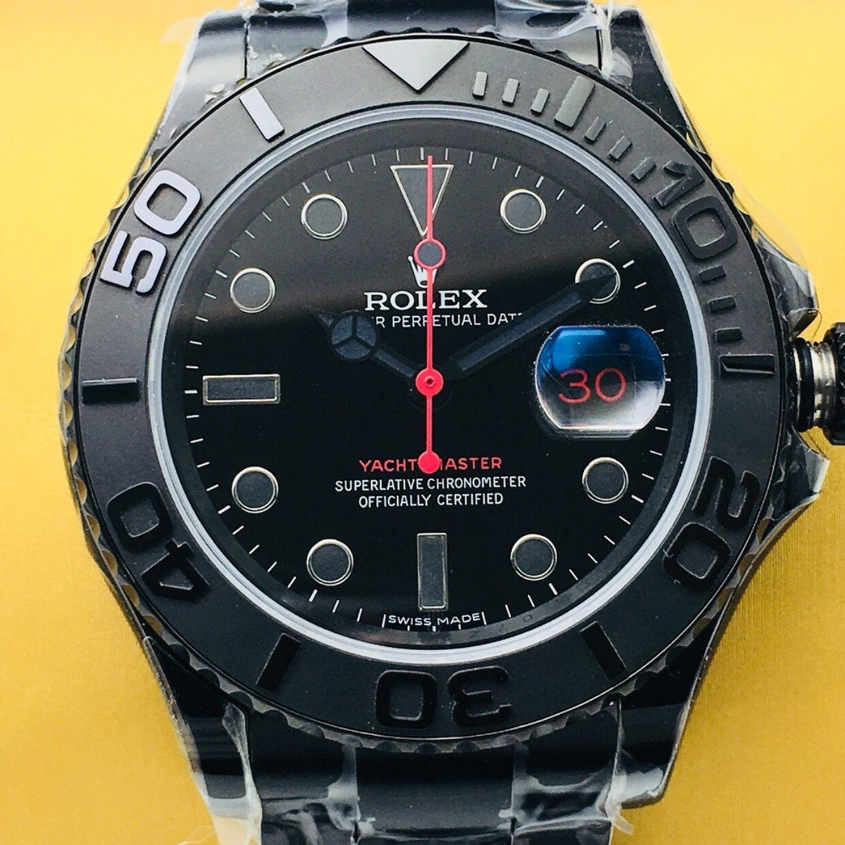 CLASSIC 40MM BLACK PVD RED ACCENT WATCH