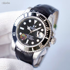 CLASSIC BLACK DIAL LEATHER STRAP DIVE WATCH