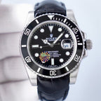 CLASSIC BLACK DIAL LEATHER STRAP DIVE WATCH