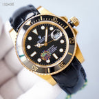 CLASSIC 41MM GOLD-TONE CASE LEATHER STRAP DIVE WATCH