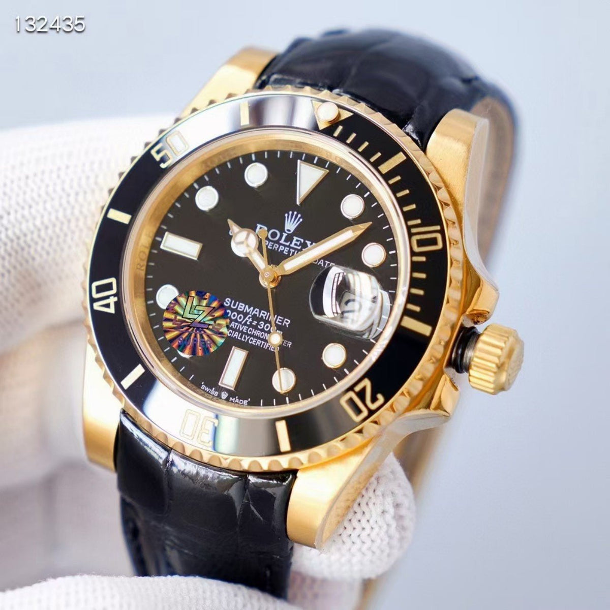 CLASSIC 41MM GOLD-TONE CASE LEATHER STRAP DIVE WATCH