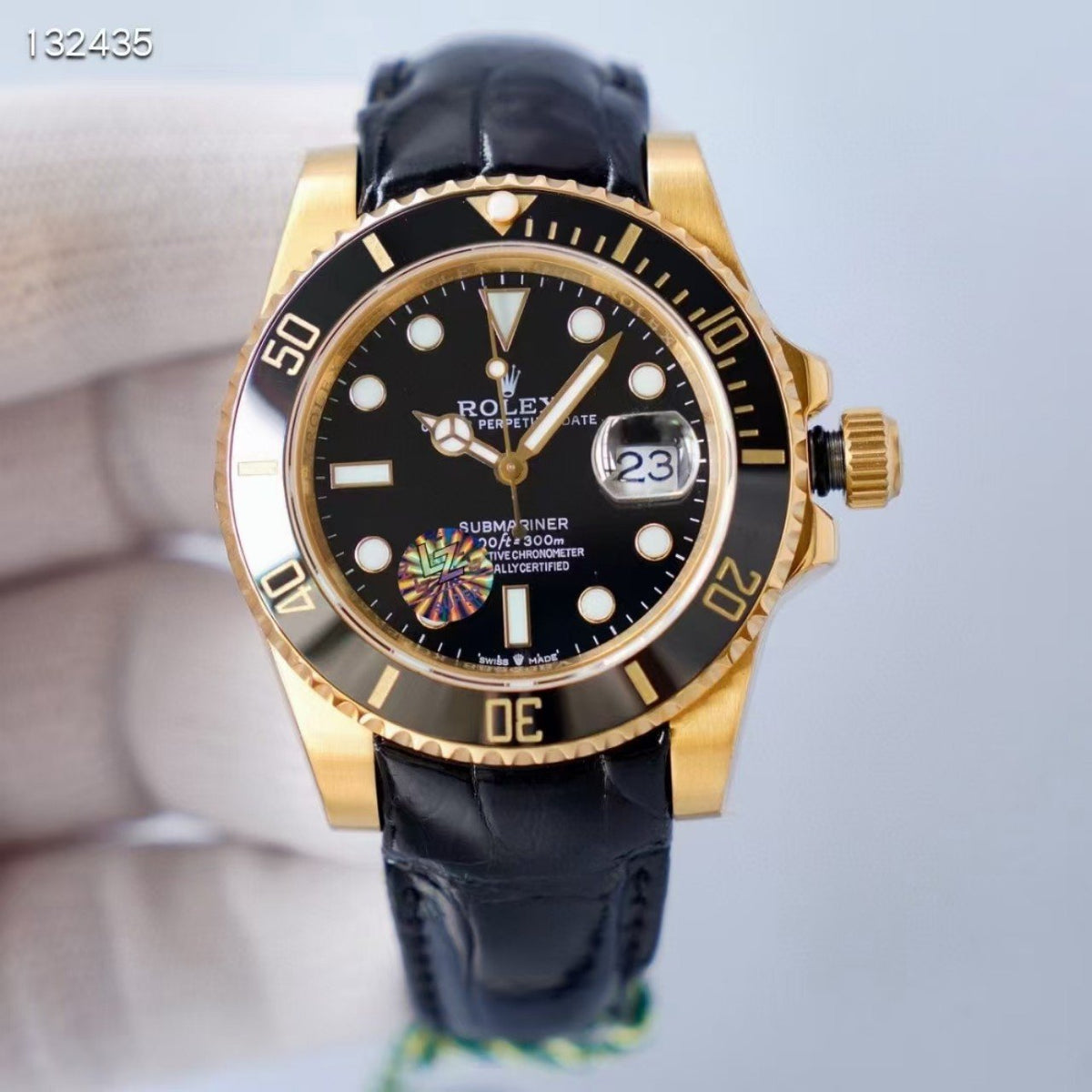 CLASSIC 41MM GOLD-TONE CASE LEATHER STRAP DIVE WATCH