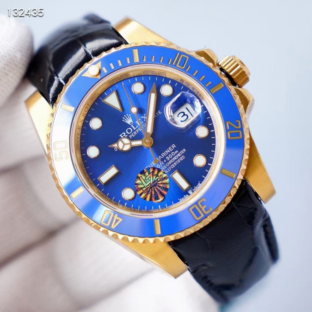 CLASSIC 41MM GOLD-TONE CASE LEATHER STRAP DIVE WATCH