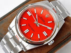 CLASSIC 41MM STAINLESS STEEL RED DIAL WATCH
