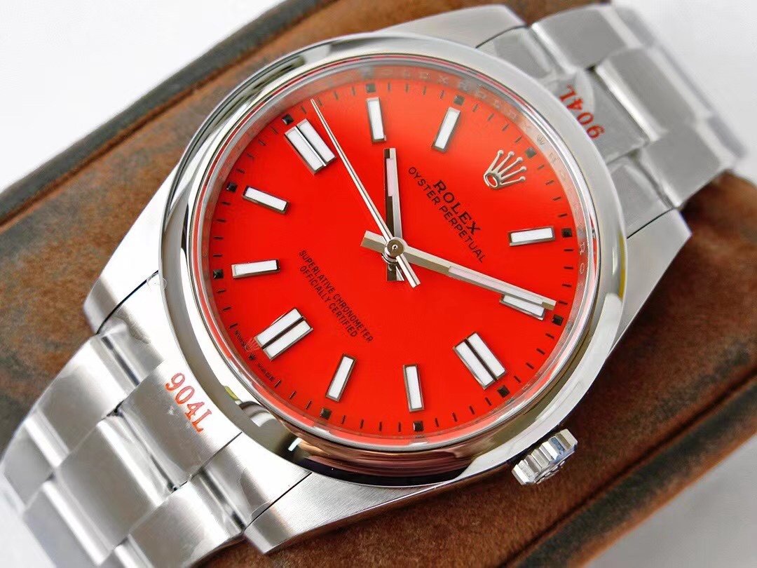 CLASSIC 41MM STAINLESS STEEL RED DIAL WATCH