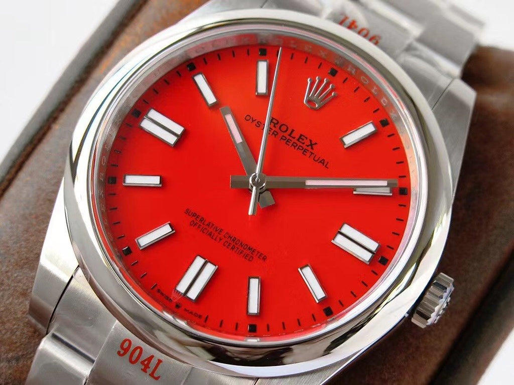 CLASSIC 41MM STAINLESS STEEL RED DIAL WATCH
