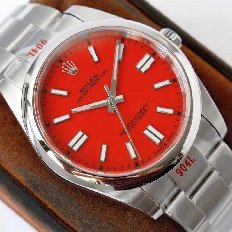 CLASSIC 41MM STAINLESS STEEL RED DIAL WATCH