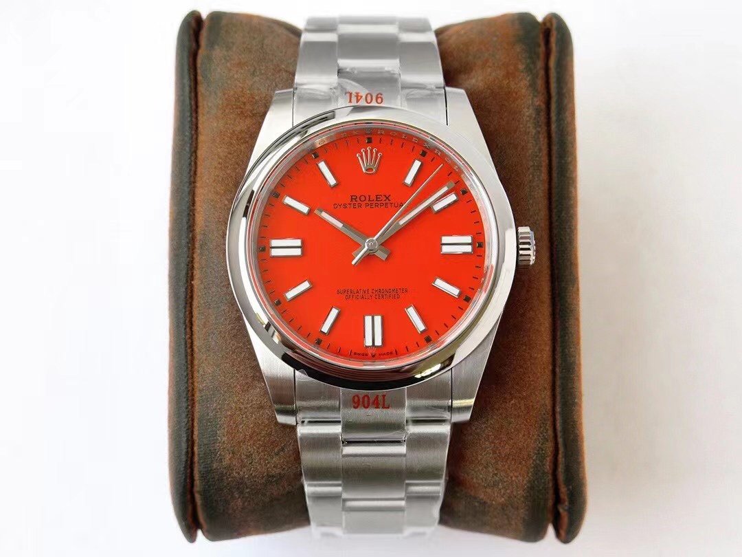 CLASSIC 41MM STAINLESS STEEL RED DIAL WATCH