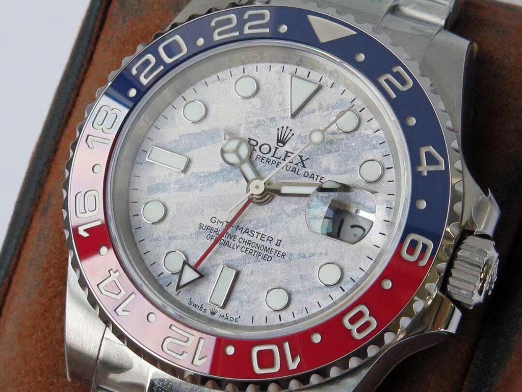 CLASSIC GMT RED & BLUE BEZEL METEORITE DIAL WATCH