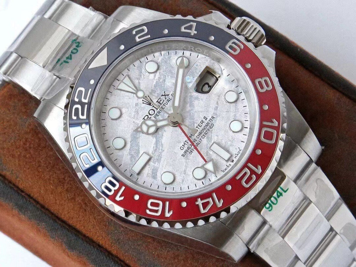 CLASSIC GMT RED & BLUE BEZEL METEORITE DIAL WATCH