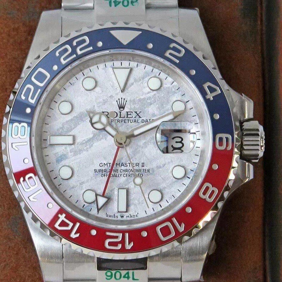 CLASSIC GMT RED & BLUE BEZEL METEORITE DIAL WATCH