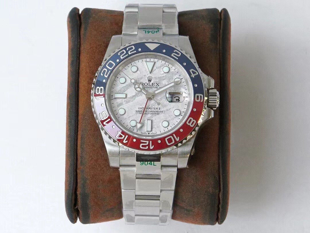 CLASSIC GMT RED & BLUE BEZEL METEORITE DIAL WATCH